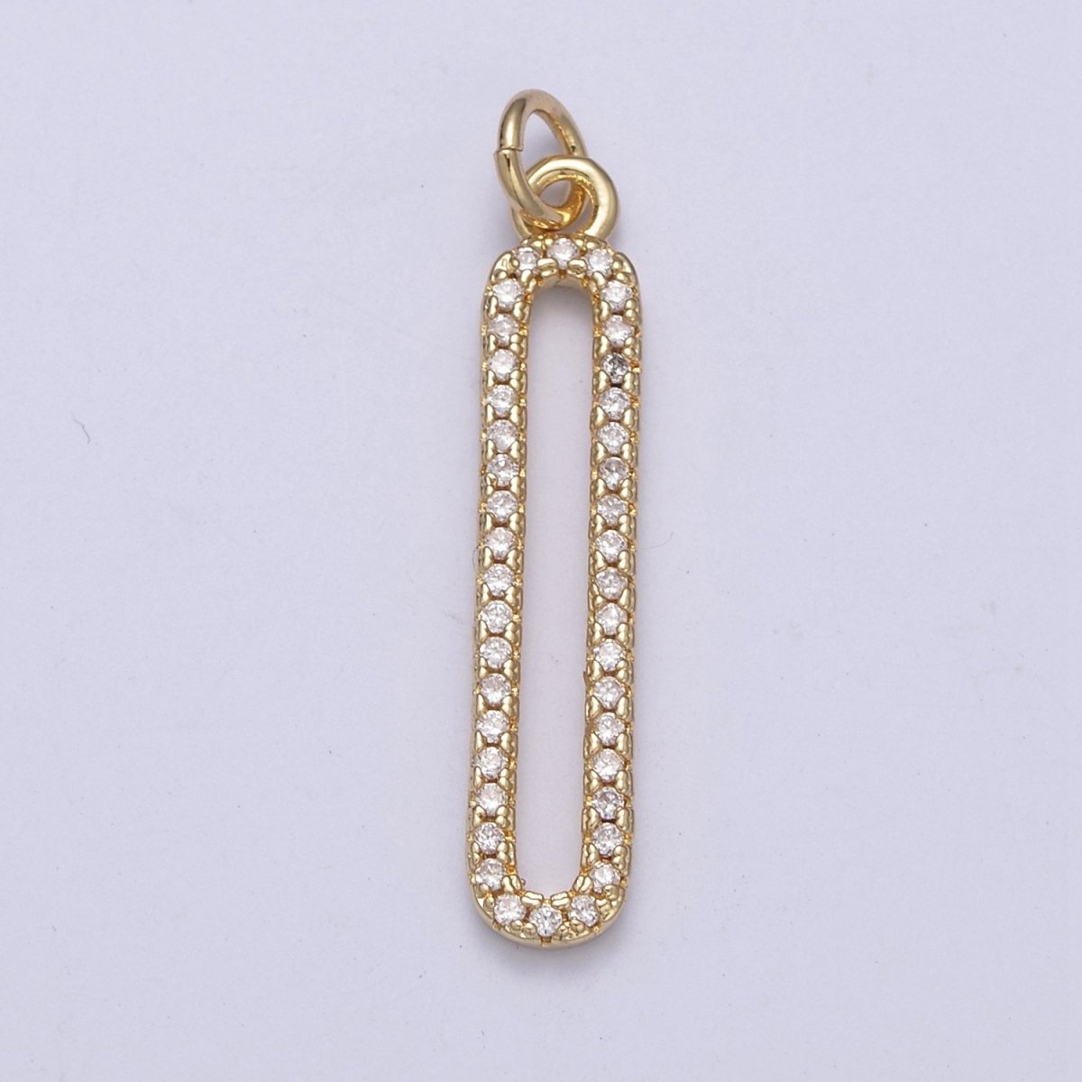 Dangle Long CZ Bar Pendant 24K Gold Filled Bar Pendant C-637