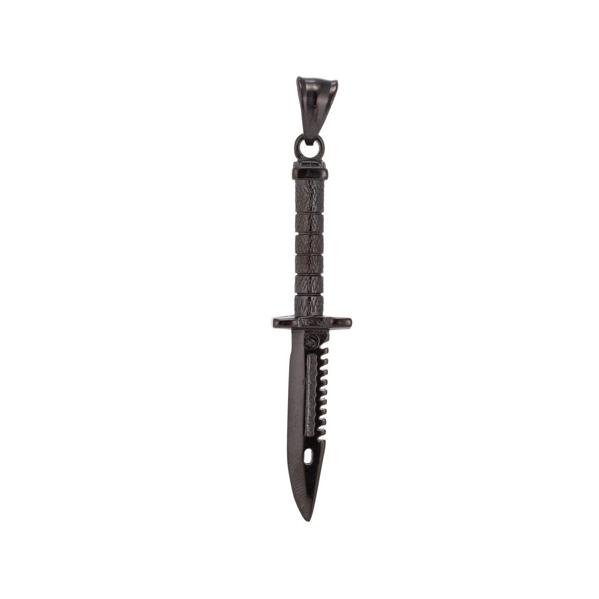 Dark Black Gun Metal Stainless Steel Knife Charm Pendant w/ Bails Findings for Earring Necklace Men Jewelry Making Supplies J-416 - DLUXCA