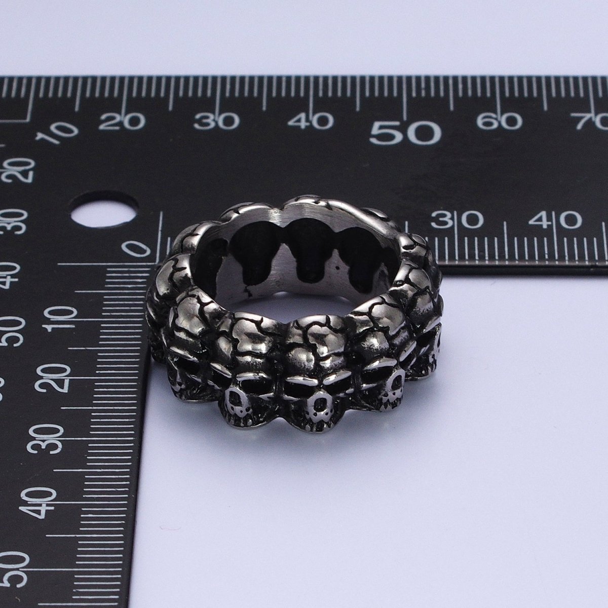 Dark Silver Stainless Steel Skull Skeleton Band Statement Ring | O-106~O-110