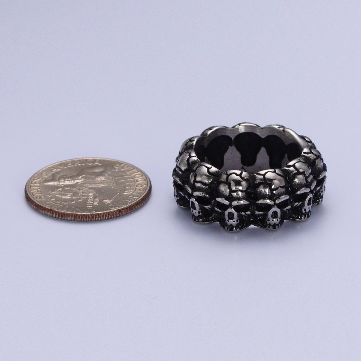 Dark Silver Stainless Steel Skull Skeleton Band Statement Ring | O-106~O-110