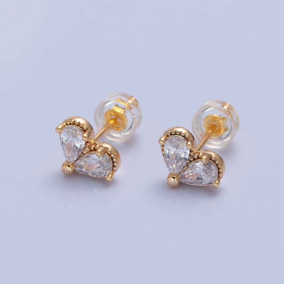 Darling Heart Pave Stud Earring T-502 - DLUXCA