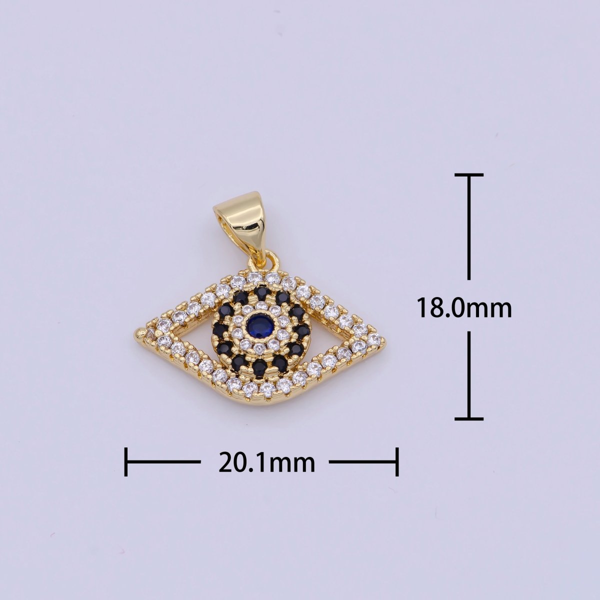 DEL-Dainty Cubic Evil Eye Pendant Clear Micro Pave Eye Charm for Minimalist Jewelry I-180 - DLUXCA