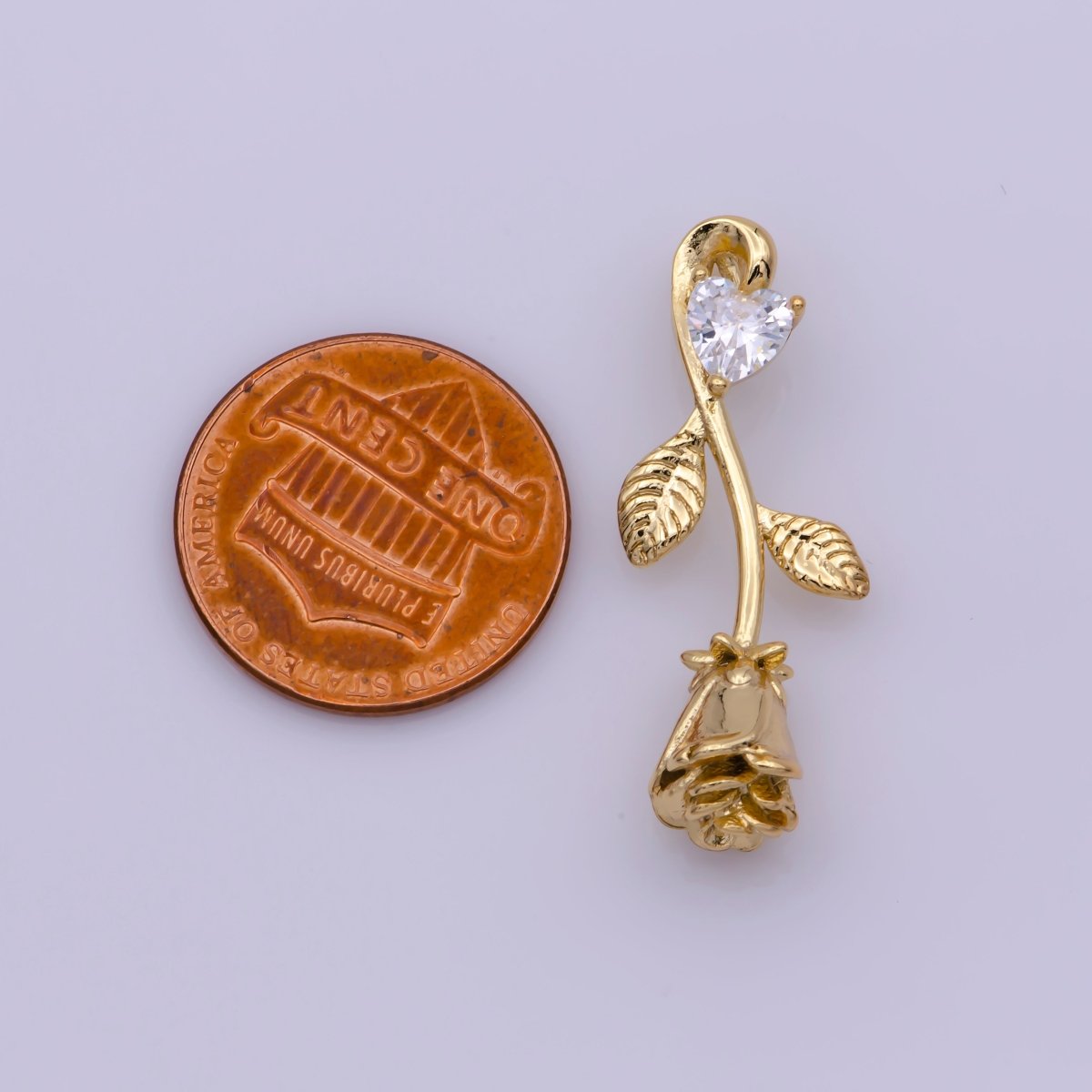 DEL-Gold Rose Charm Necklace, 14k Gold Filled, Upside Down Flower Dainty Simple Minimalist Jewelry, CL-M839 - DLUXCA