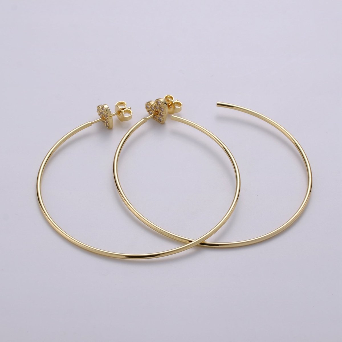 DEL- OS Dainty Heart Hoop Earrings, Gold Vermeil Earrings Minimalist Earrings, Classic Thin Hoops, Thin, Lightweight Every day Earring for Gift Q-195 - DLUXCA