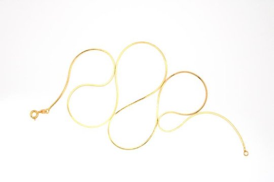 Delicate 24K Gold Plated 23.5 inches Omega Necklace w/ Spring Ring, 1mm In Width, "Yellow Gold Chain", Necklace Ready To Wear | CN-191 Clearance Pricing - DLUXCA