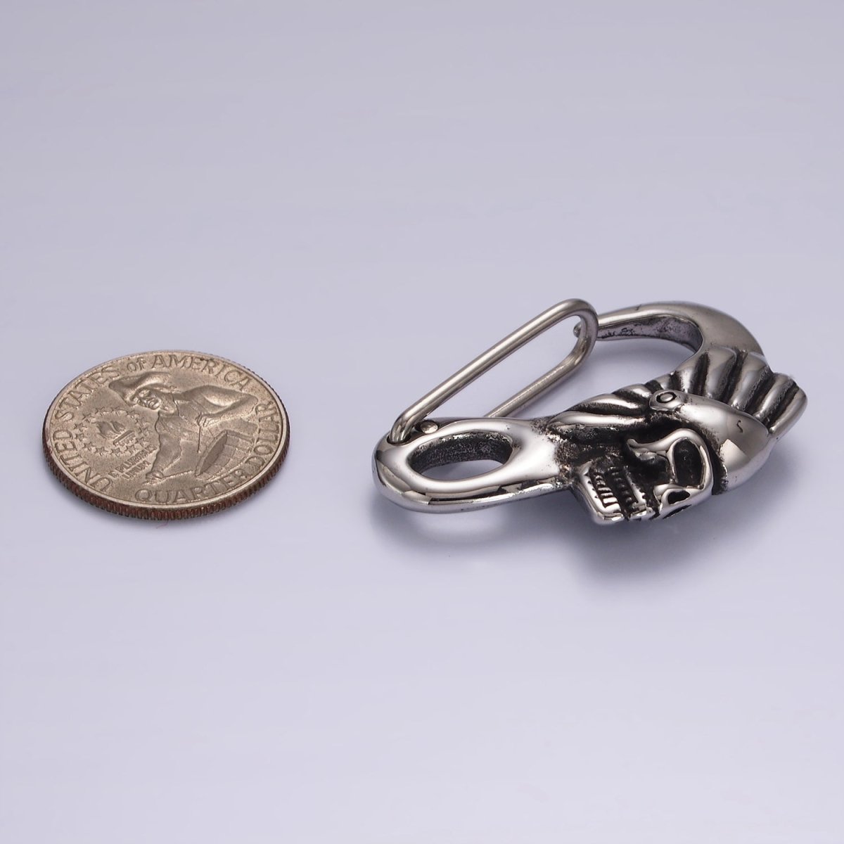 Design Stainless Steel Indian Chief Skull Carabiner for Key Chain Component Z667 - DLUXCA