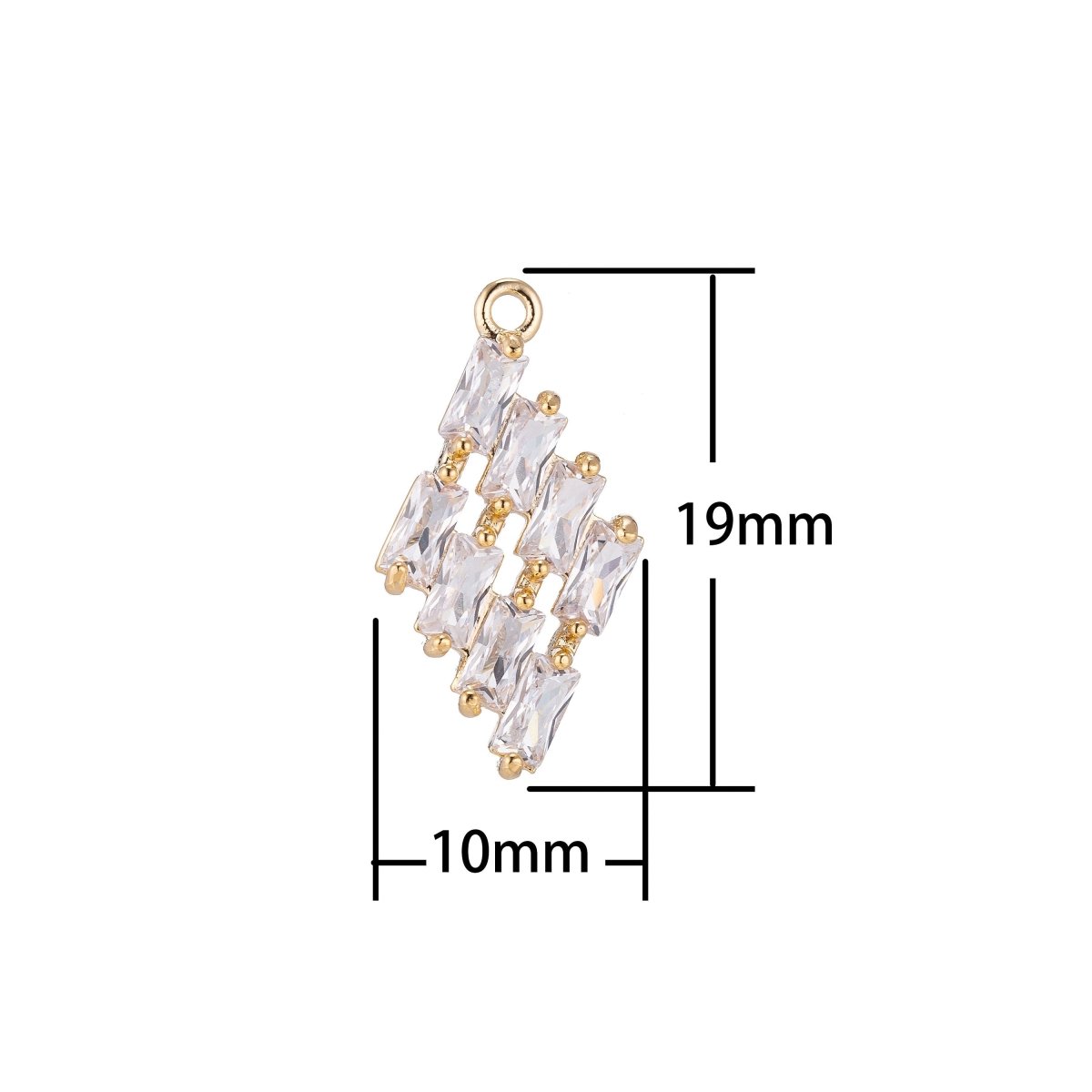 Diamond Shape Charm, Micro Pave CZ Charm, 18K Gold Filled Pendant Dainty Crystal Geometric Look Necklace Charm for Jewelry Making, C-383 - DLUXCA