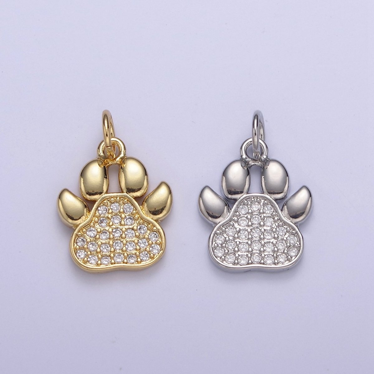 Dog Cat Bear Paw Print Charms for Bracelet Necklace Earring CZ Charm Jewelry Making Supply N-685 N-686
