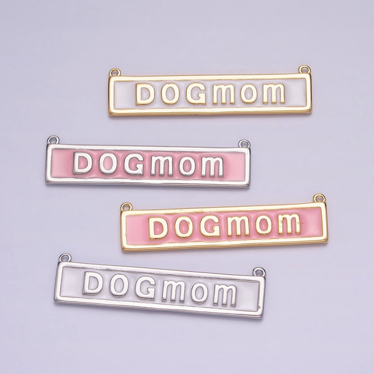 Dog Mom Word Charm Connectors Bar Pendants Link Connector in Gold Silver for Necklace Supply Y-830 Y-831
