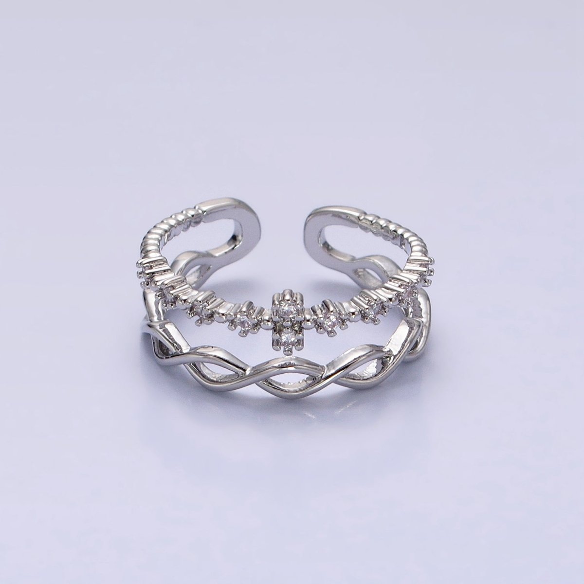 Double Band Ring Gold Twist Knot Band Open Adjustable Ring  O-1810