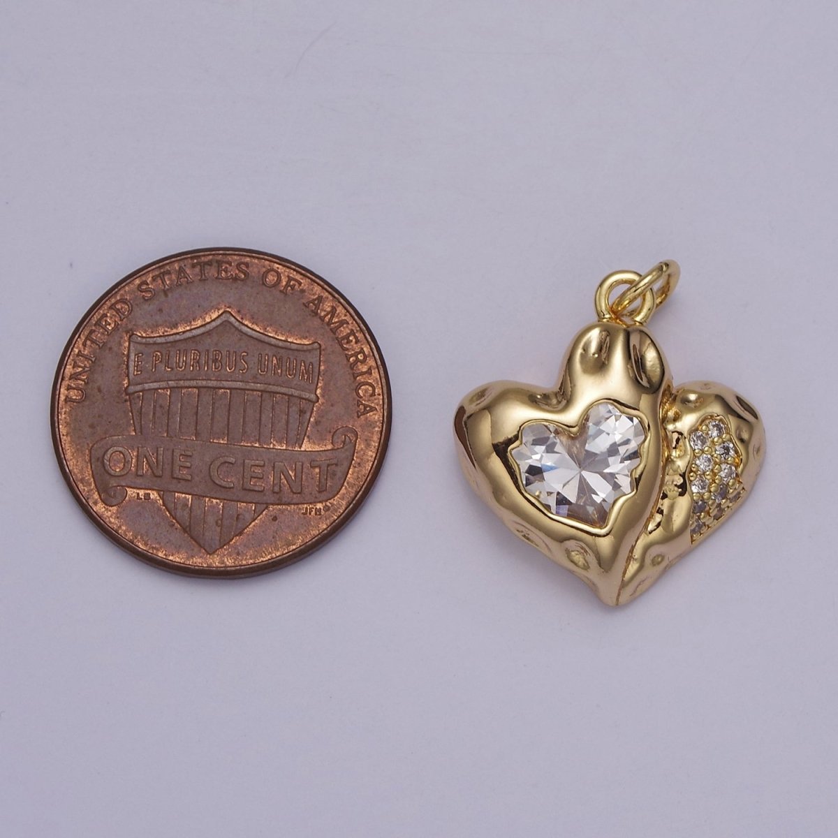 Double Heart Charm 18K Gold Filled Cubic Heart Charm Black Clear Pink Heart Charms Love Jewelry Pendants Necklace Bracelet E-231 E-331 E-332