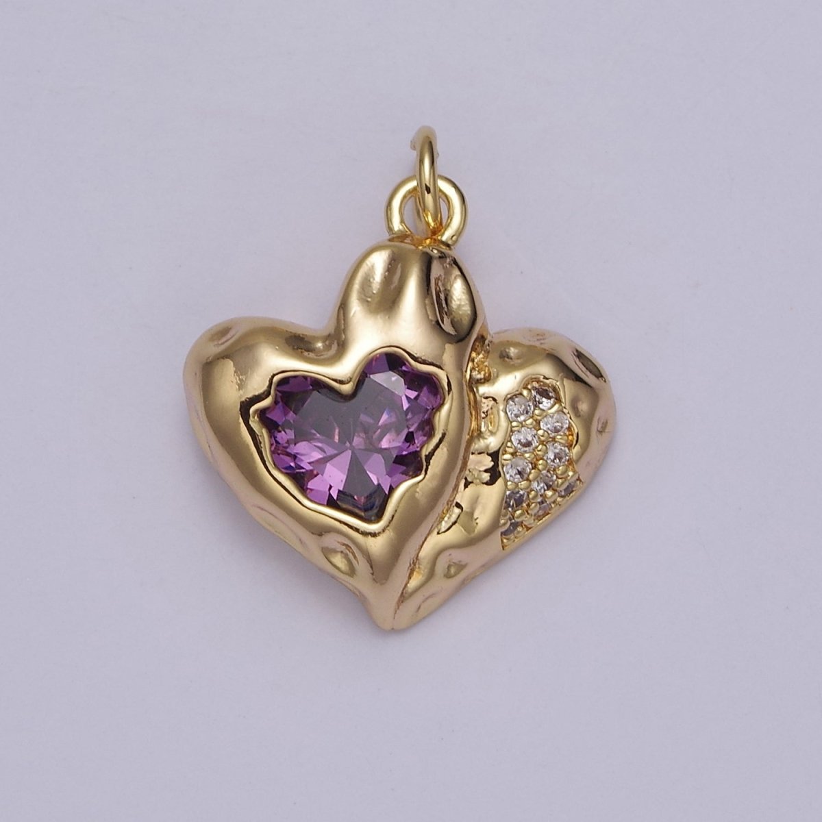 Double Heart Charm 18K Gold Filled Cubic Heart Charm Black Clear Pink Heart Charms Love Jewelry Pendants Necklace Bracelet E-231 E-331 E-332