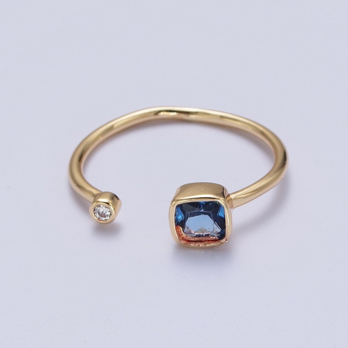 Double Mini CZ Cube Cubic Zirconia CZ Open Adjustable Gold Ring | O-174~ O-180