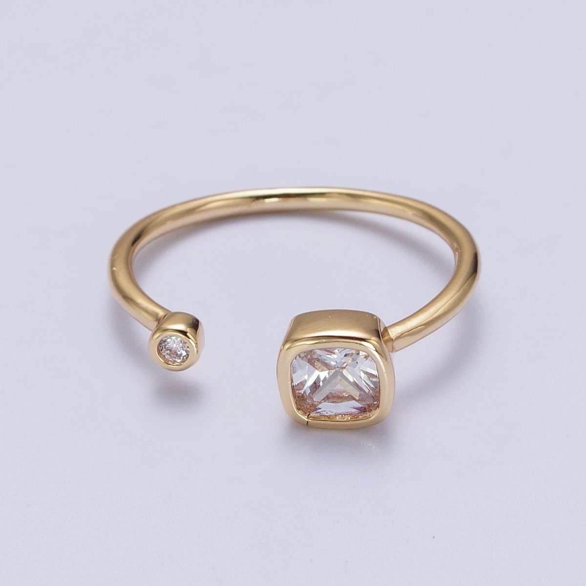 Double Mini CZ Cube Cubic Zirconia CZ Open Adjustable Gold Ring | O-174~ O-180