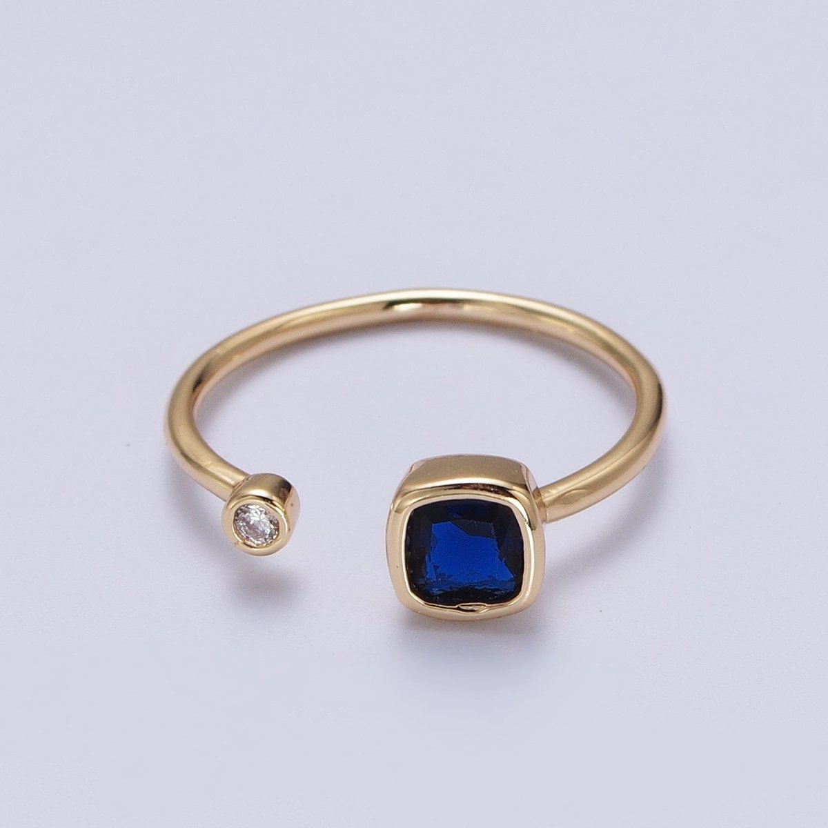 Double Mini CZ Cube Cubic Zirconia CZ Open Adjustable Gold Ring | O-174~ O-180
