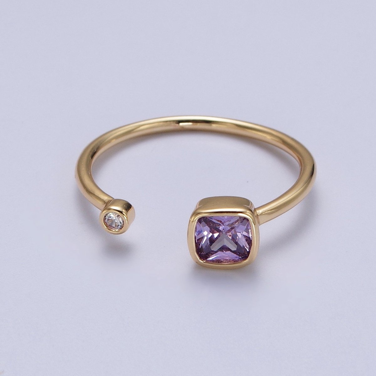 Double Mini CZ Cube Cubic Zirconia CZ Open Adjustable Gold Ring | O-174~ O-180