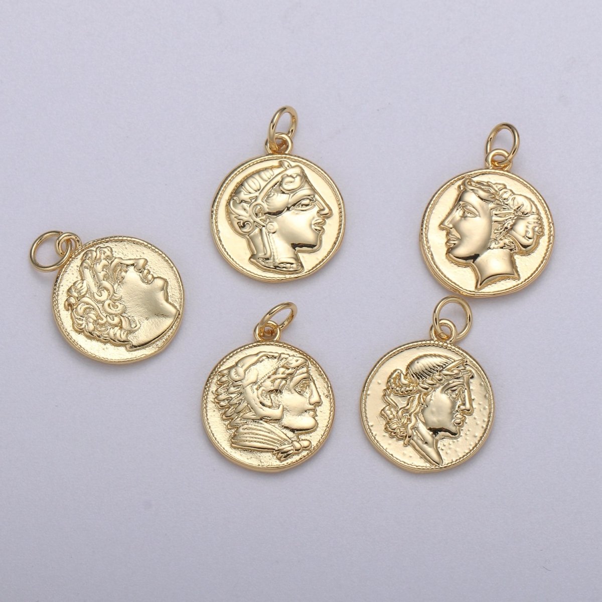 Double sided 24k Gold Hercules Coin Pendant Ancient Coin Pendant, Greek Heracles Coin Pendant, DIY jewelry, Warrior Pendant C-532,C-543