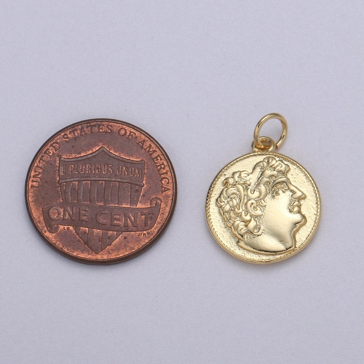 Double sided 24k Gold Hercules Coin Pendant Ancient Coin Pendant, Greek Heracles Coin Pendant, DIY jewelry, Warrior Pendant C-532,C-543