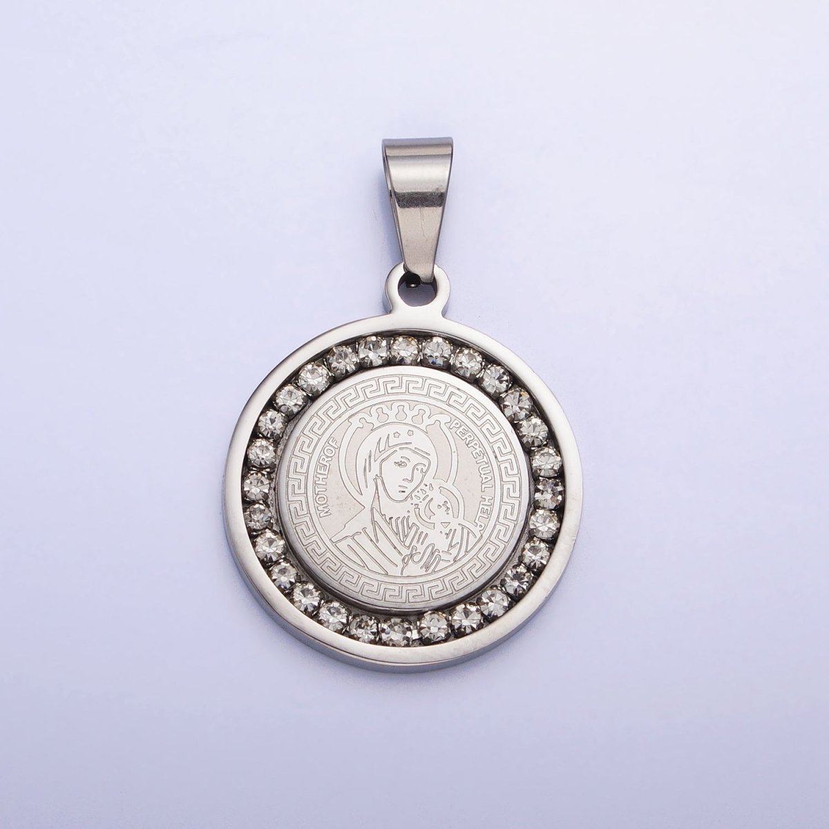 Double Sided Our Lady of Perpetual Help Medallion Virgin Mary Madonna Pendant Catholic Religious Supply in Stainless Steel P-1116