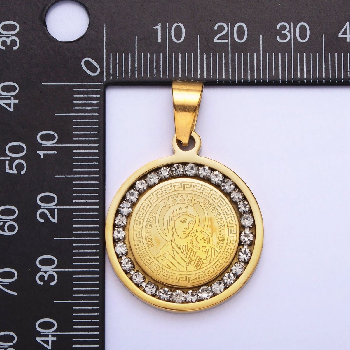 Double Sided Our Lady of Perpetual Help Medallion Virgin Mary Madonna Pendant Catholic Religious Supply in Stainless Steel P-1116