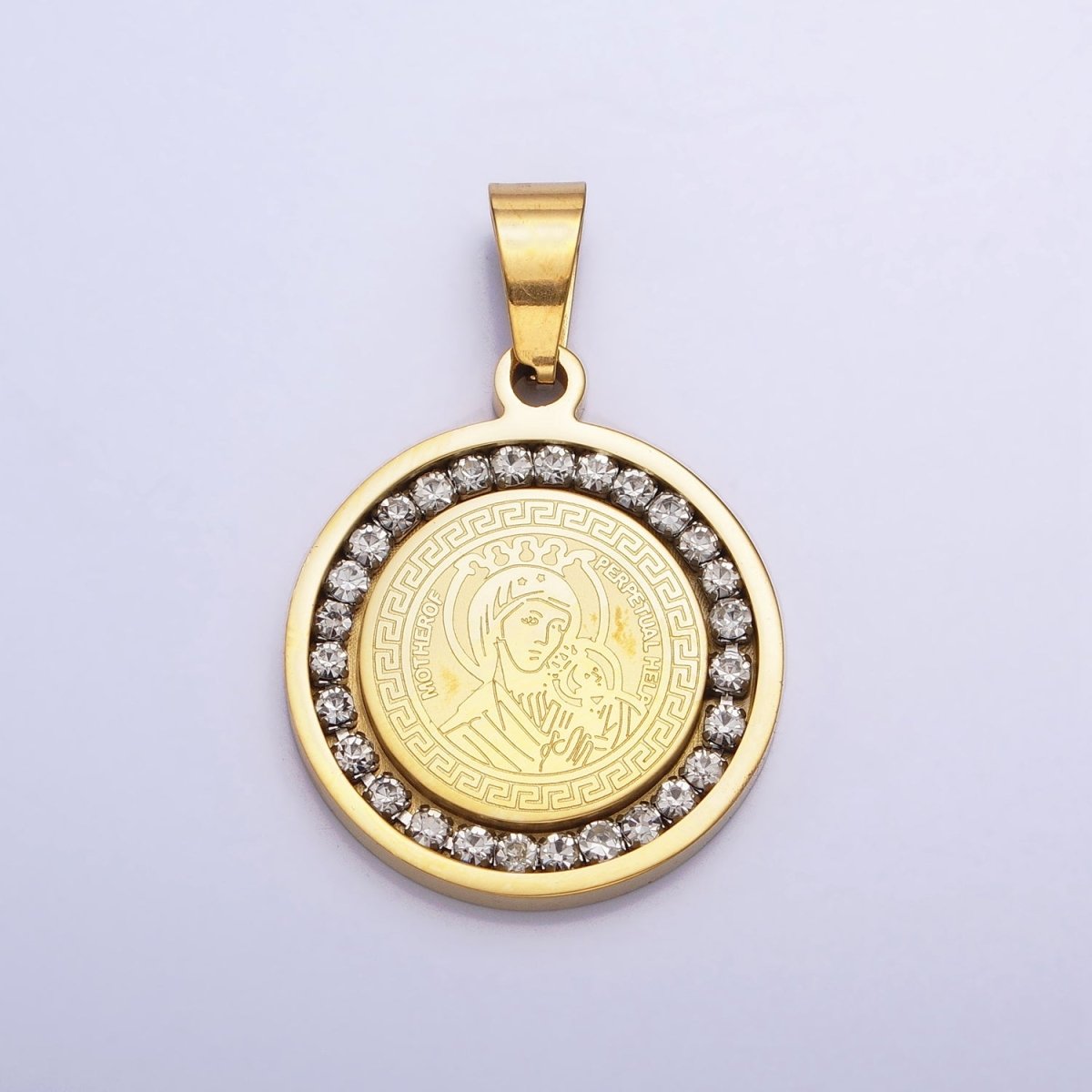 Double Sided Our Lady of Perpetual Help Medallion Virgin Mary Madonna Pendant Catholic Religious Supply in Stainless Steel P-1116