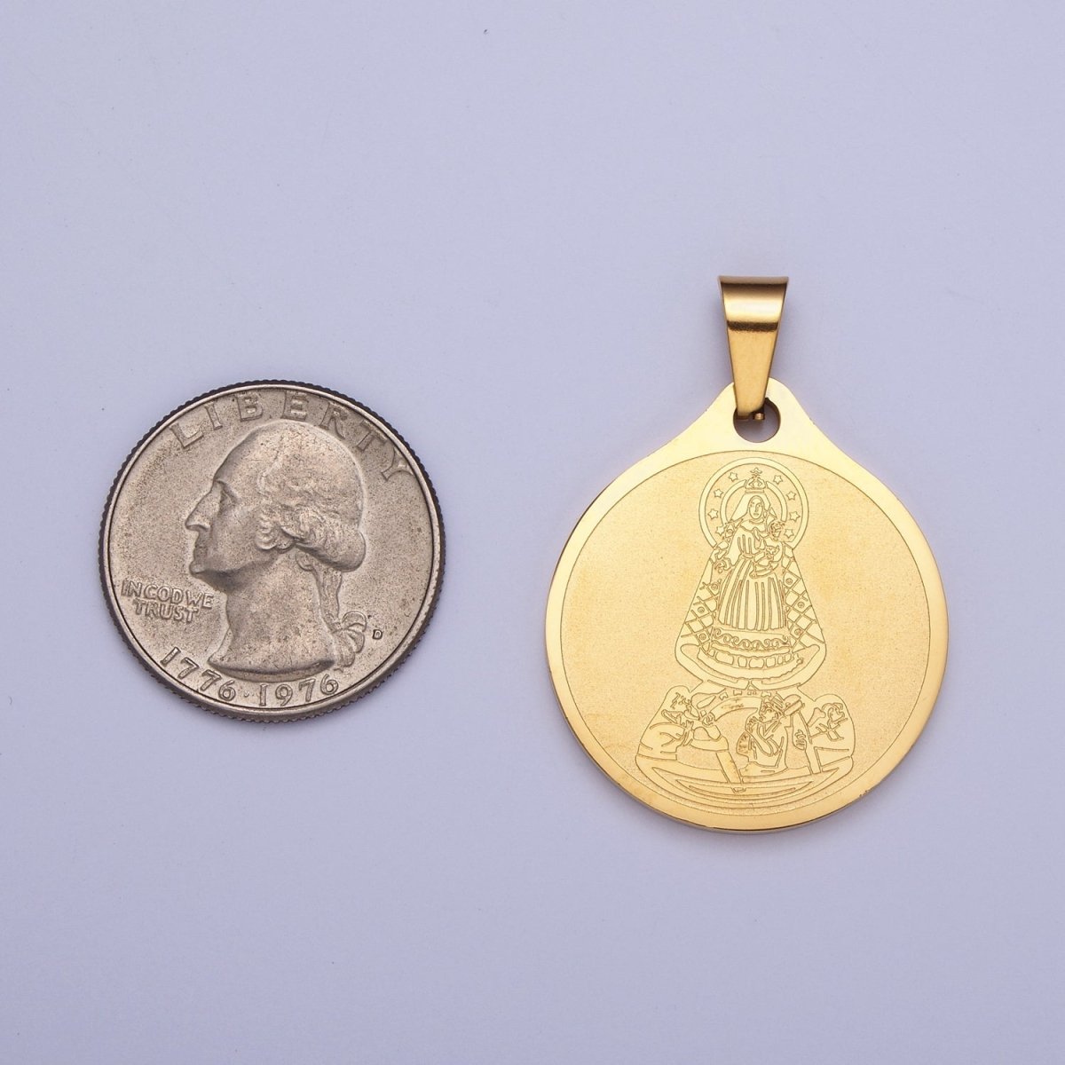 Double Sided Virgin Mary Charm Our Lady of Guadalupe Prayer Pendant in Spanish for Necklace Rosary Component X-657 - DLUXCA