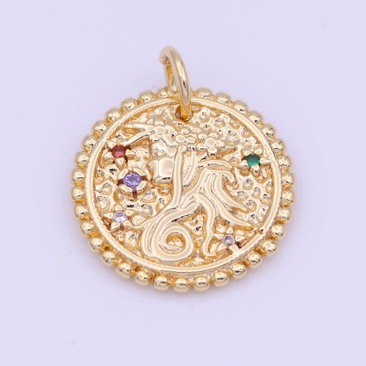 Double Sided Zodiac Horoscope Astrology Personalized Coin Charm | A-A1803-A-A1808