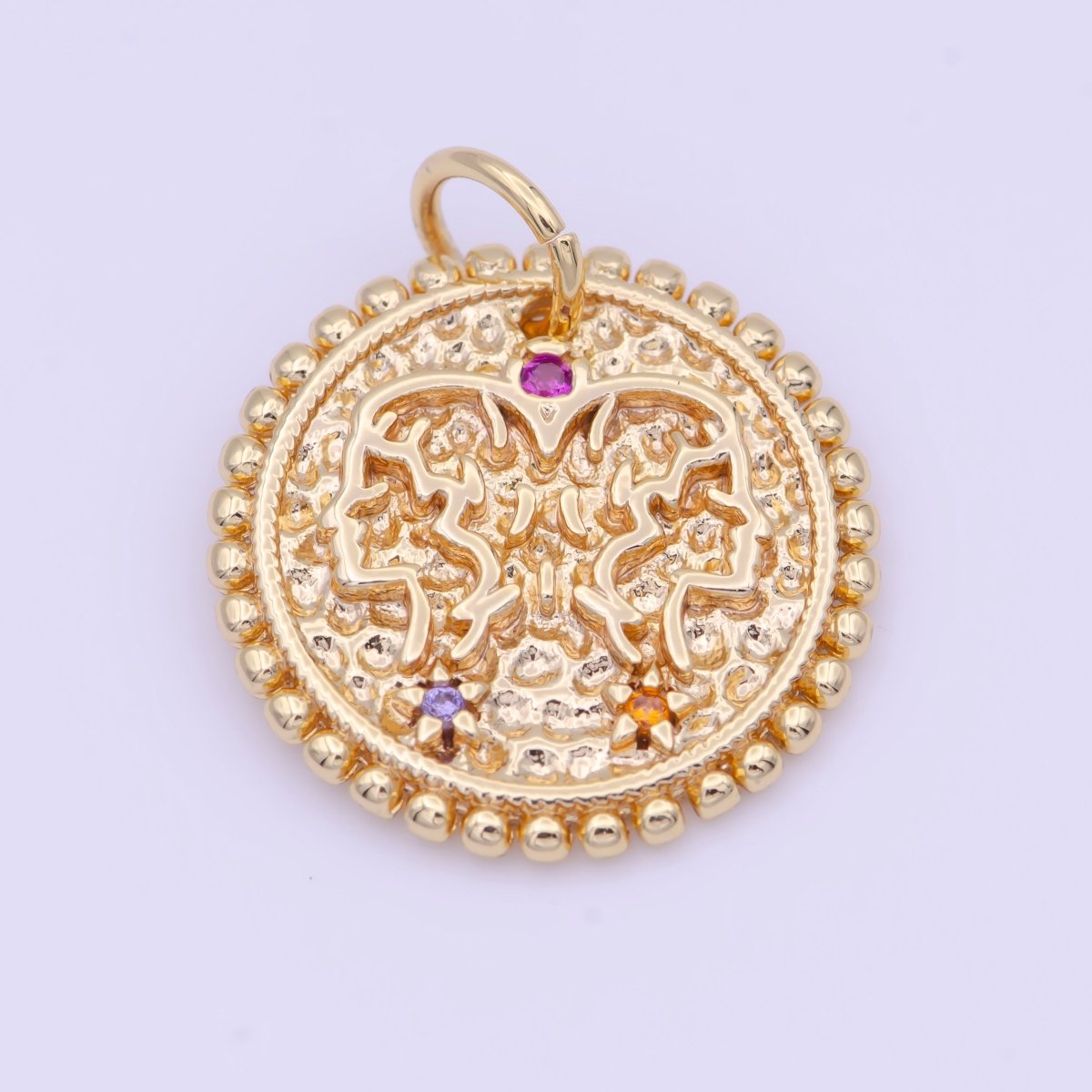 Double Sided Zodiac Horoscope Astrology Personalized Coin Charm | A-A1803-A-A1808