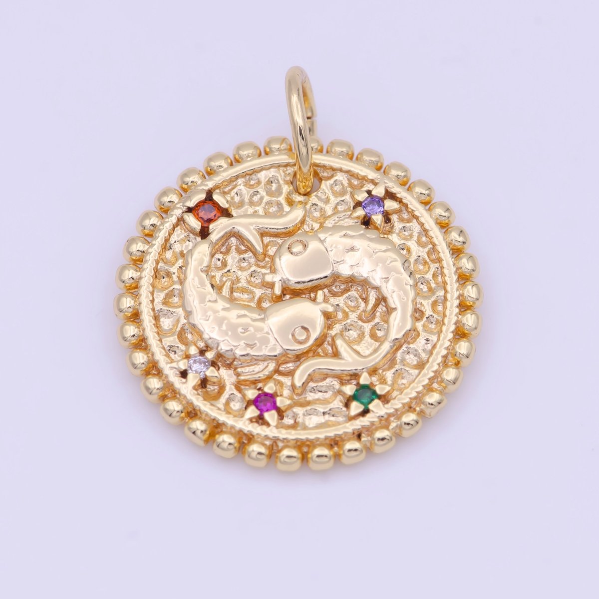 Double Sided Zodiac Horoscope Astrology Personalized Coin Charm | A-A1803-A-A1808