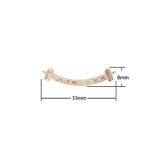 Dainty Gold Rectangle Crystal Bar Bracelet Connector, Simple Gorgeous Micro Pave CZ Charm, Necklace Pendant for Jewelry Making - DLUXCA