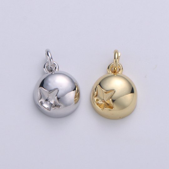 Drop Gold Star Charm Celstial Charm Ball Charm Ornament Pendant 14K Filled Finding Necklace Earring Bold Statement Jewelry Making, D-305 D-306