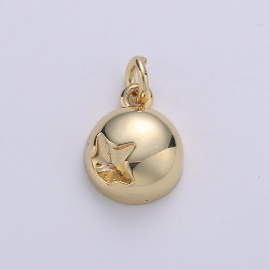 Drop Gold Star Charm Celstial Charm Ball Charm Ornament Pendant 14K Filled Finding Necklace Earring Bold Statement Jewelry Making, D-305 D-306