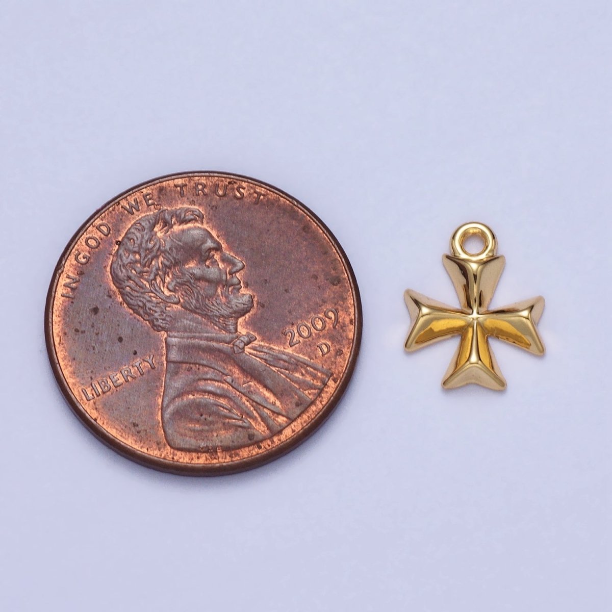 Edged Square Religious Bolnisi Cross Charm in Gold & Silver | AC048