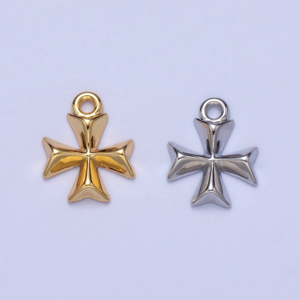 Edged Square Religious Bolnisi Cross Charm in Gold & Silver | AC048