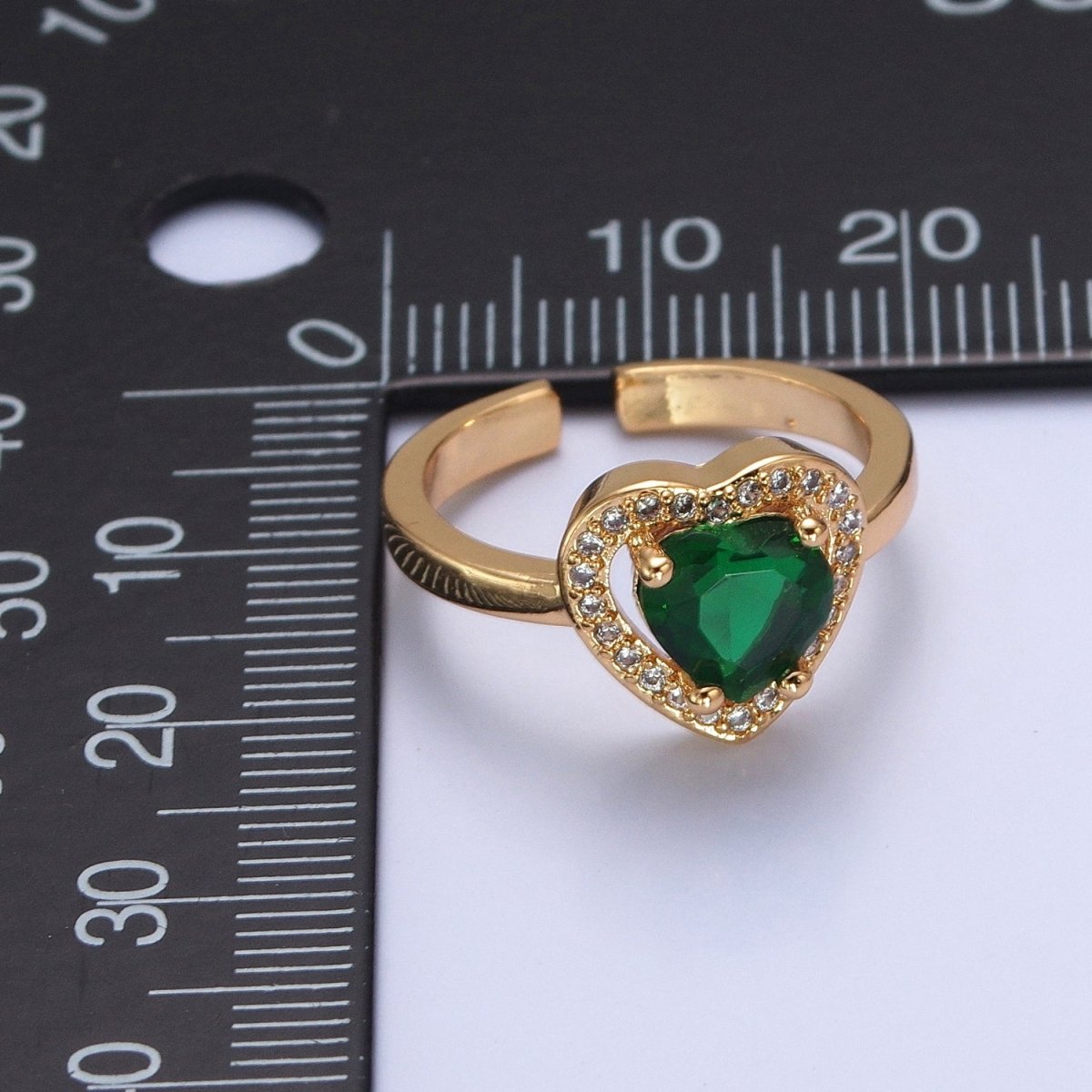Emerald Green Heart CZ Promise Ring O-786 - DLUXCA