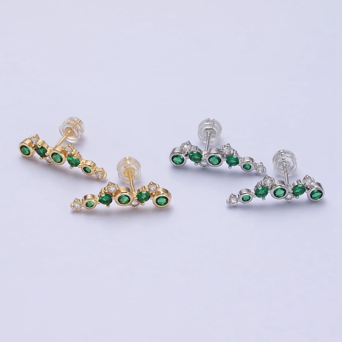Emerald Green stud earring dainty ear crawler studs Cz stud earrings AB661 AB662