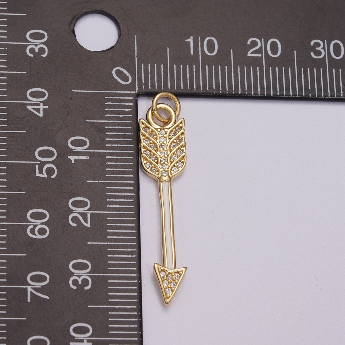 Enamel Arrow Pendant, Bohemian Pendant, Gold Filled Arrow Micro Pave Pendant Necklace Charm M-912 M-913