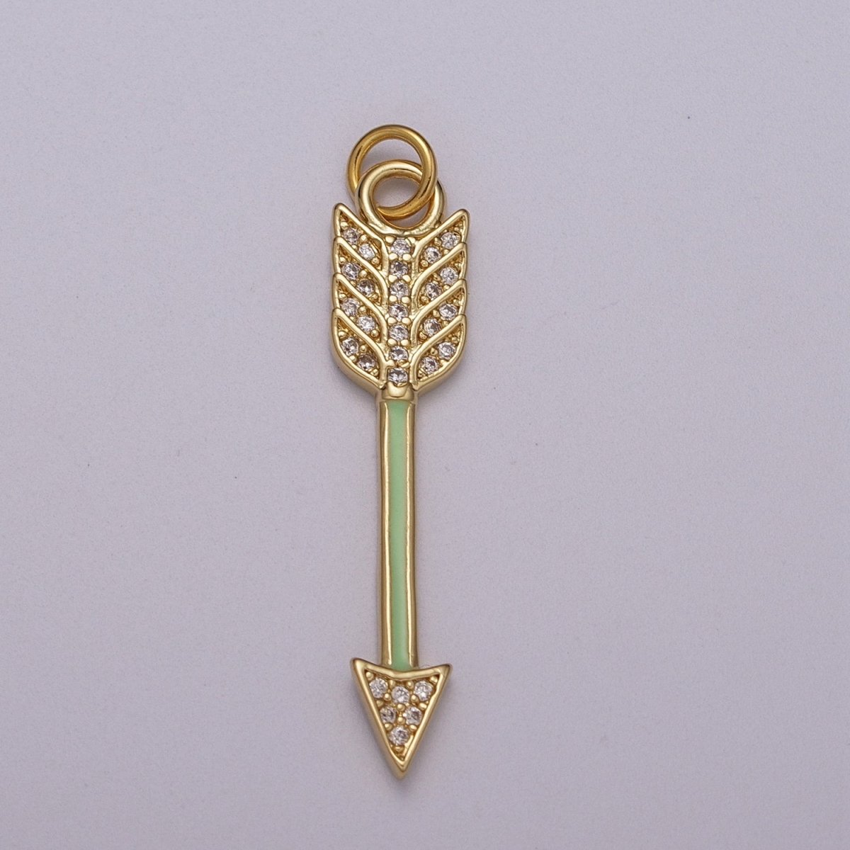 Enamel Arrow Pendant, Bohemian Pendant, Gold Filled Arrow Micro Pave Pendant Necklace Charm M-912 M-913