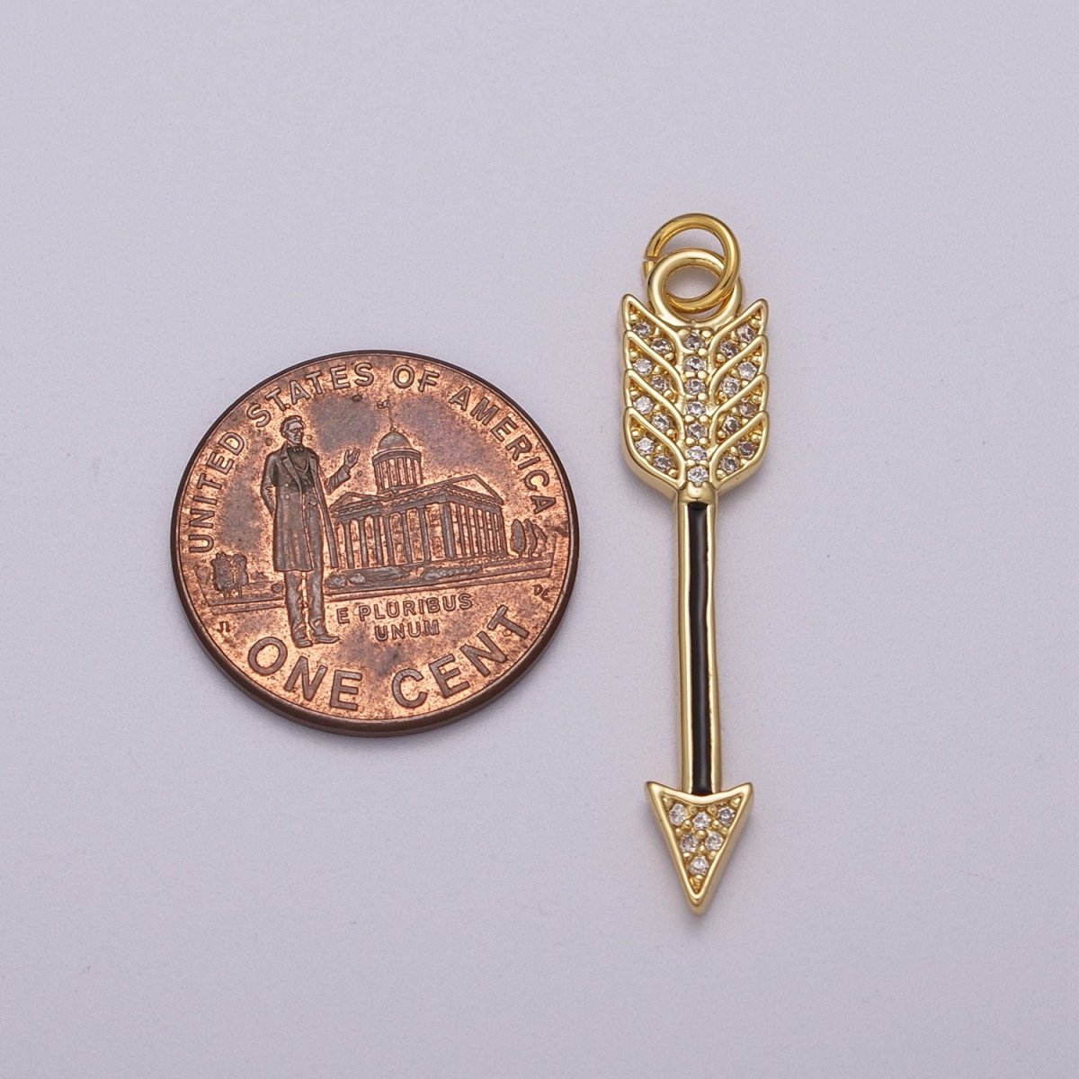 Enamel Arrow Pendant, Bohemian Pendant, Gold Filled Arrow Micro Pave Pendant Necklace Charm M-912 M-913