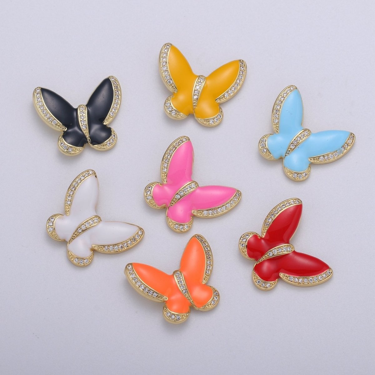 Enamel butterfly charm necklace Dainty Mariposa Charm Pendant for bracelet Jewelry Making Supply Blue, Black Pink Red White Evil Eye H-755 H-781 H-783 H-825 H-827 H-833 H-839