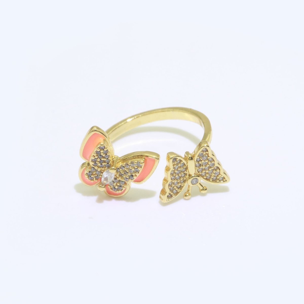 Enamel Butterfly Ring Open Adjustable Mariposa Rings, Dainty Thin Stackable Jewelry S-138 ~ S-147