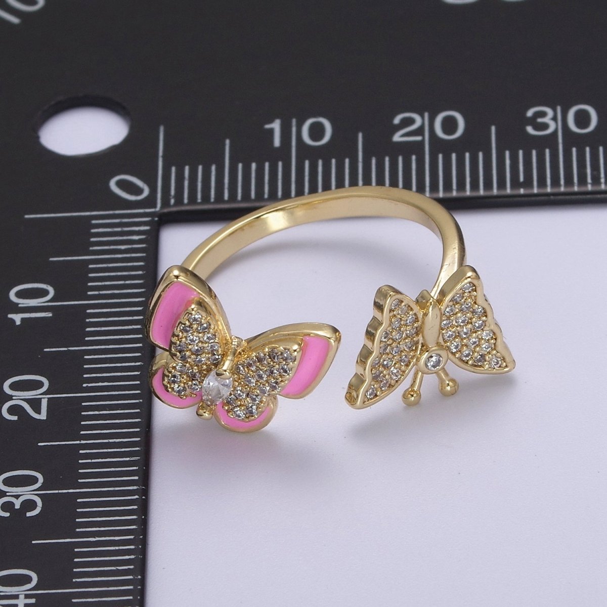 Enamel Butterfly Ring Open Adjustable Mariposa Rings, Dainty Thin Stackable Jewelry S-138 ~ S-147