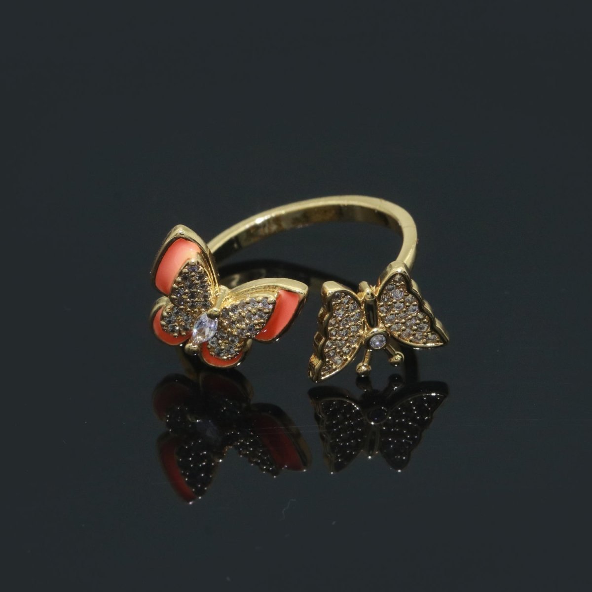 Enamel Butterfly Ring Open Adjustable Mariposa Rings, Dainty Thin Stackable Jewelry S-138 ~ S-147