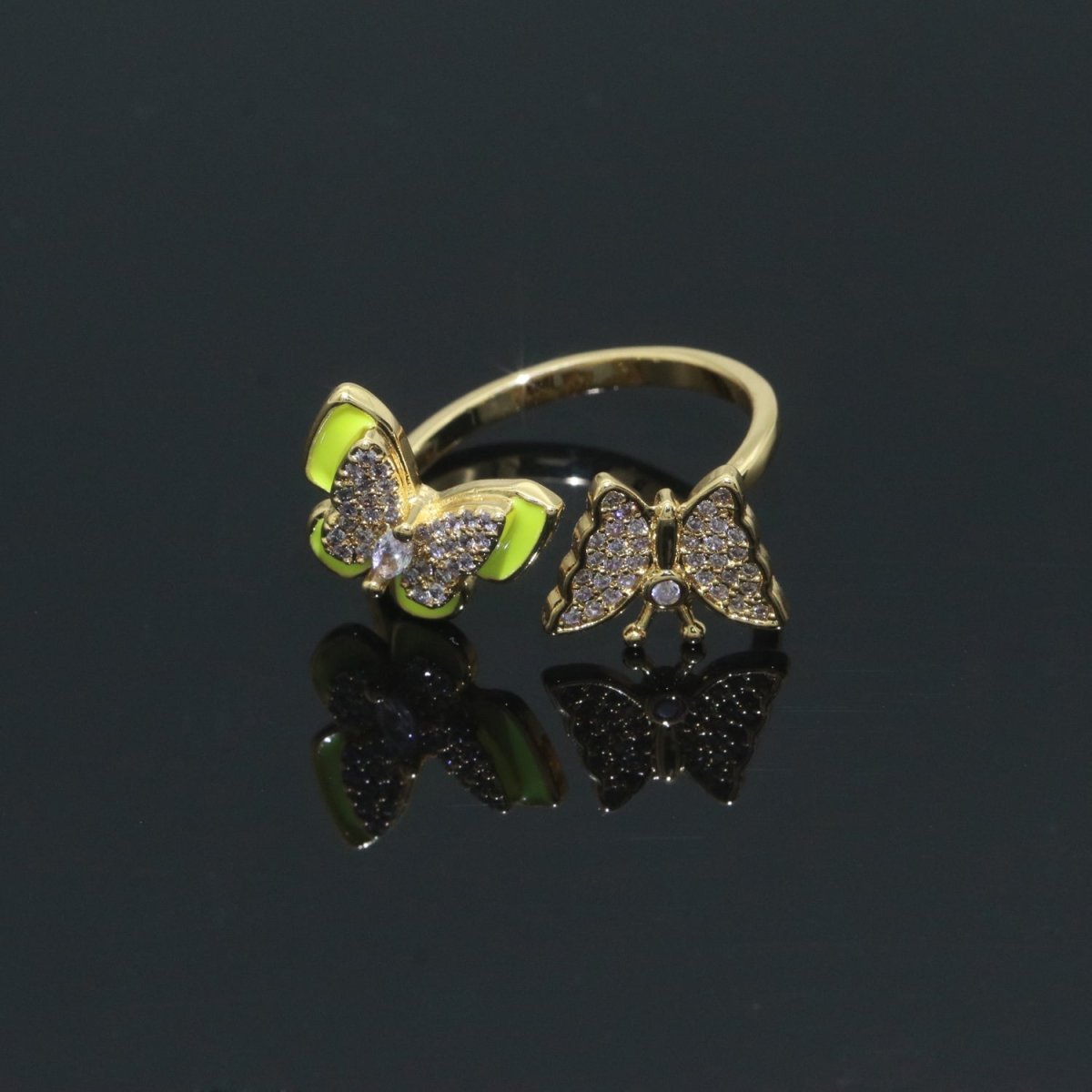 Enamel Butterfly Ring Open Adjustable Mariposa Rings, Dainty Thin Stackable Jewelry S-138 ~ S-147