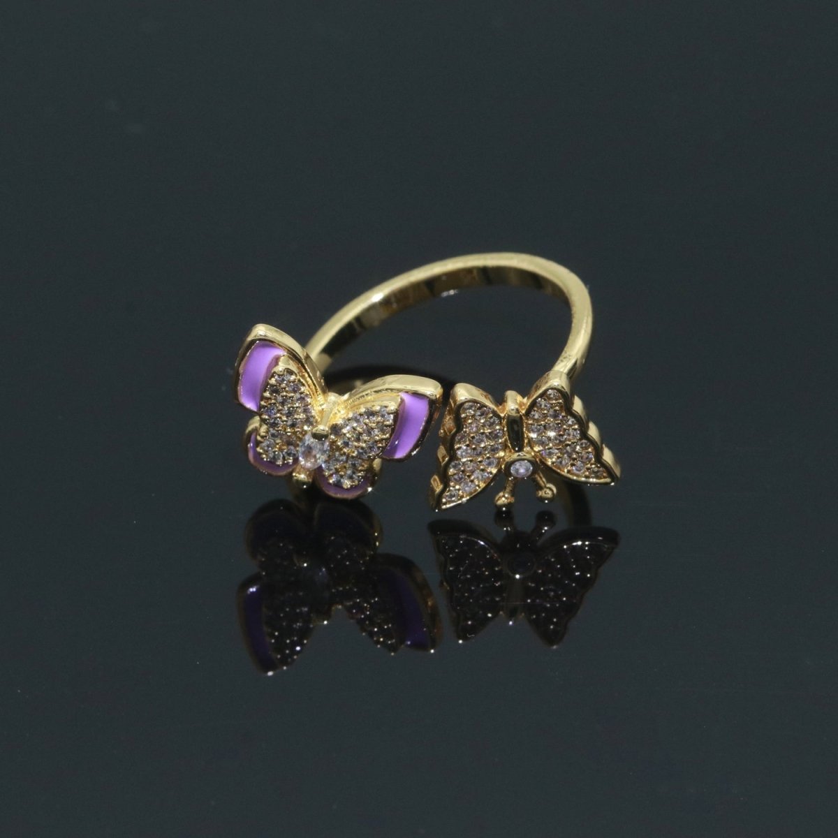 Enamel Butterfly Ring Open Adjustable Mariposa Rings, Dainty Thin Stackable Jewelry S-138 ~ S-147