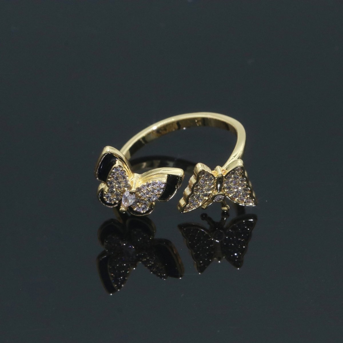 Enamel Butterfly Ring Open Adjustable Mariposa Rings, Dainty Thin Stackable Jewelry S-138 ~ S-147