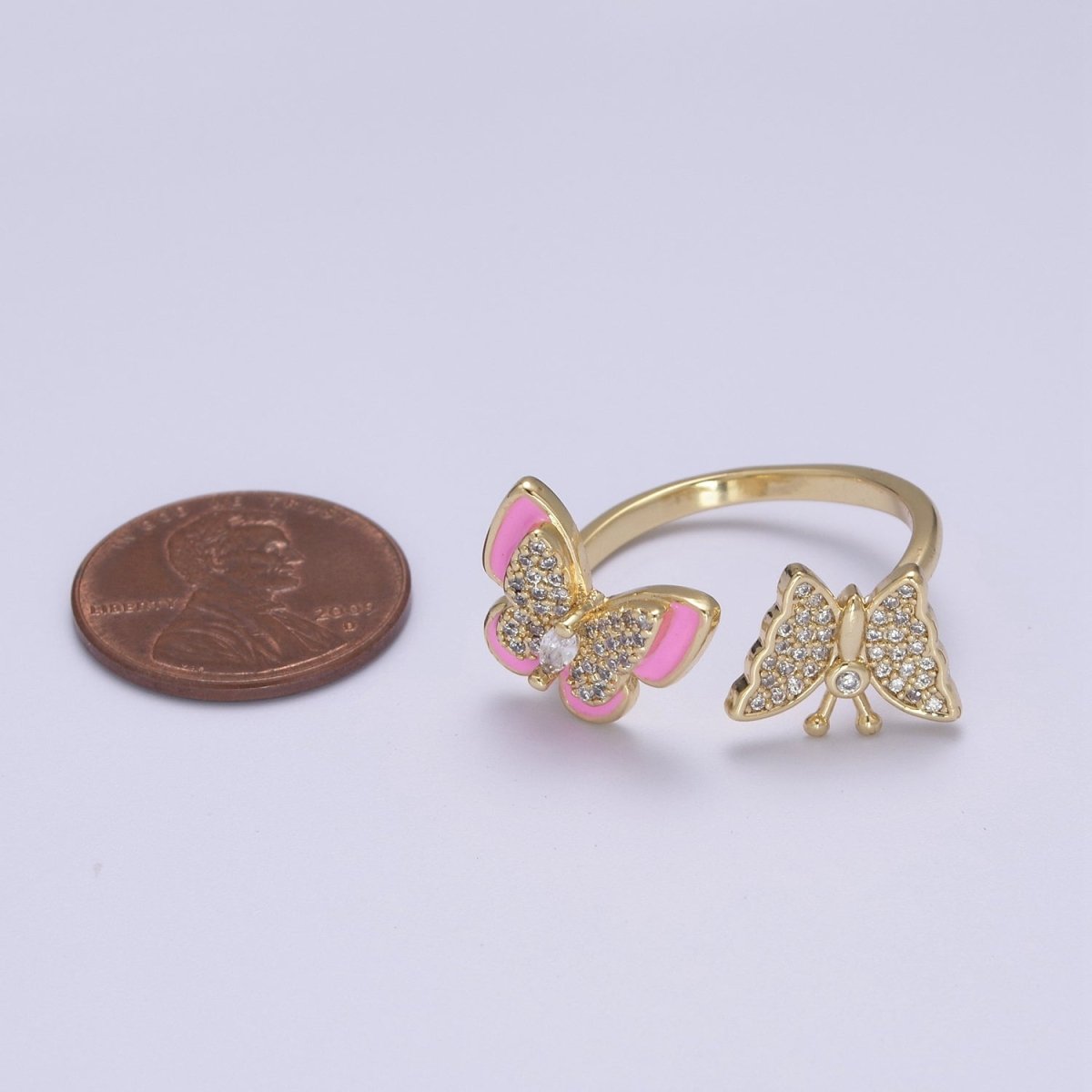 Enamel Butterfly Ring Open Adjustable Mariposa Rings, Dainty Thin Stackable Jewelry S-138 ~ S-147