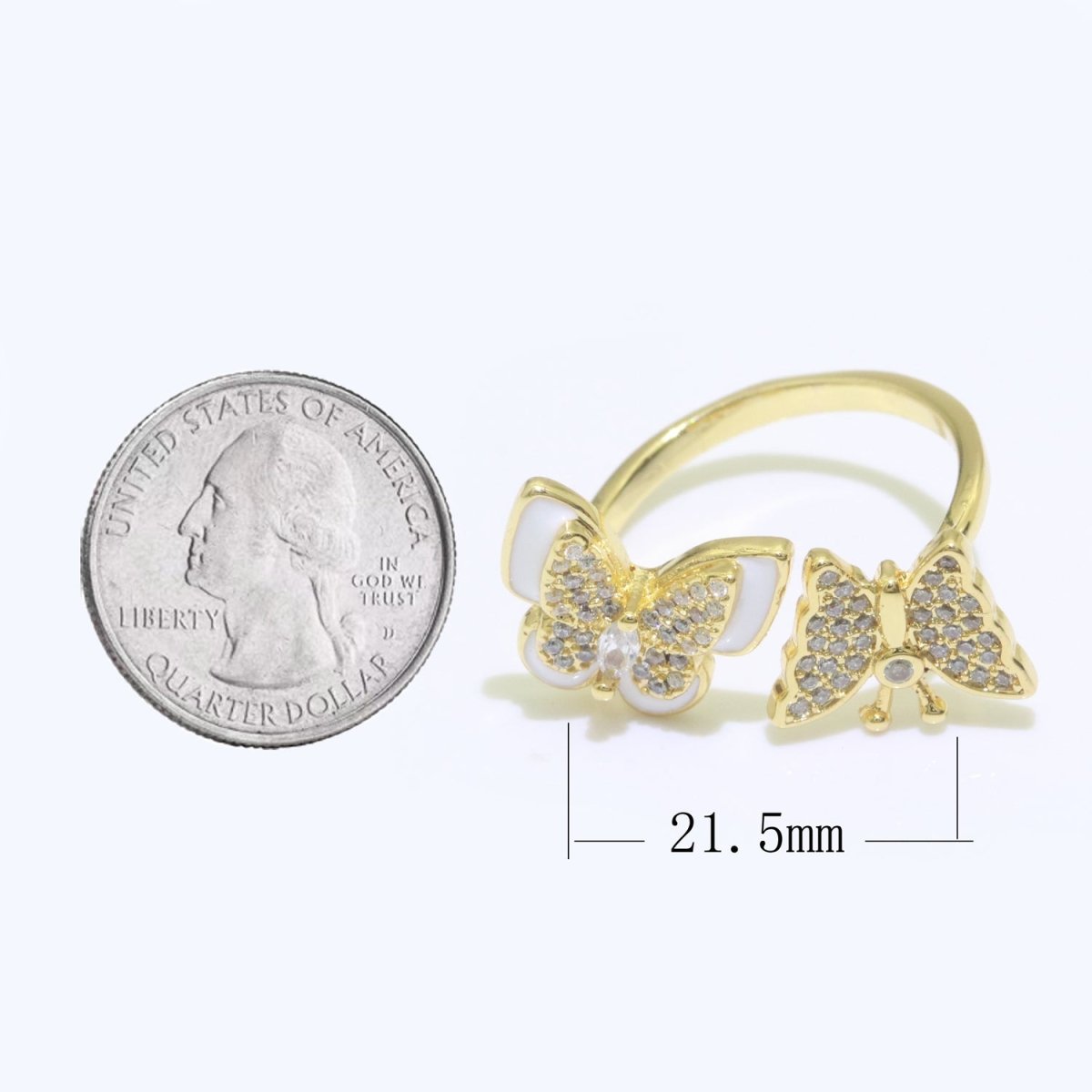 Enamel Butterfly Ring Open Adjustable Mariposa Rings, Dainty Thin Stackable Jewelry S-138 ~ S-147