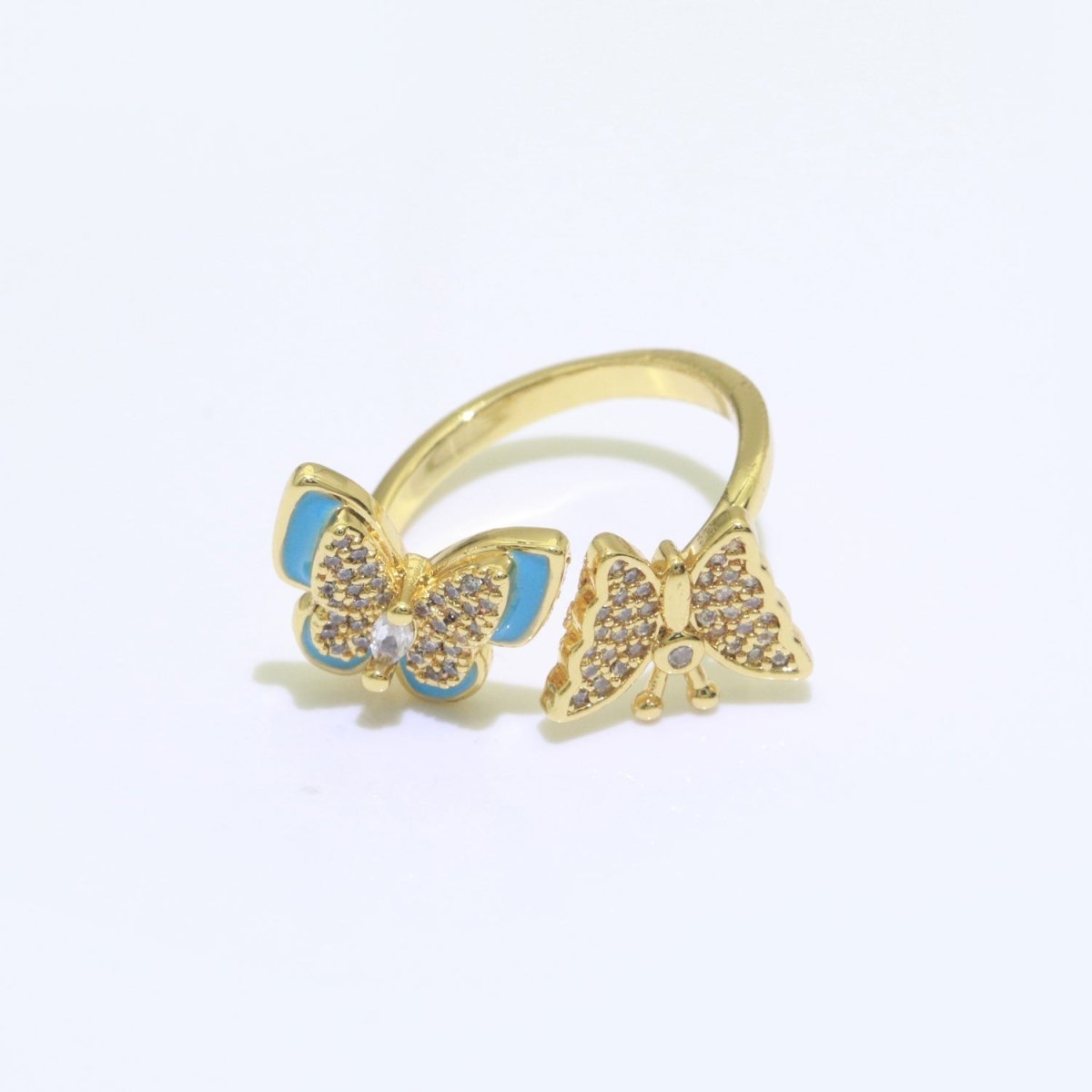 Enamel Butterfly Ring Open Adjustable Mariposa Rings, Dainty Thin Stackable Jewelry S-138 ~ S-147