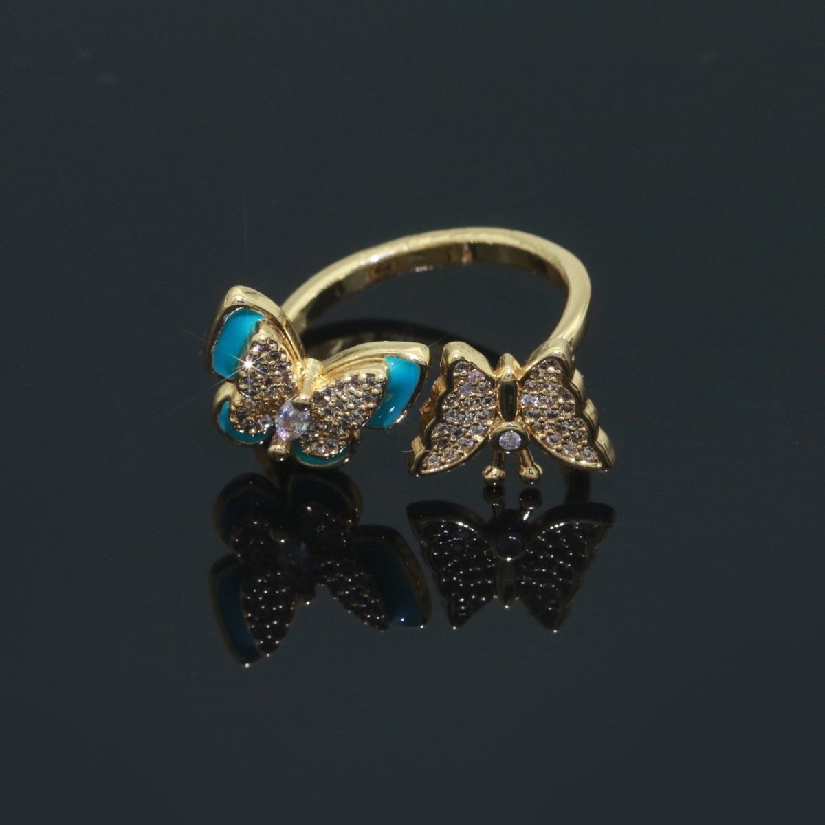 Enamel Butterfly Ring Open Adjustable Mariposa Rings, Dainty Thin Stackable Jewelry S-138 ~ S-147